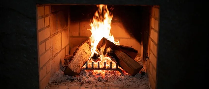 Fire burning in a clean firebox